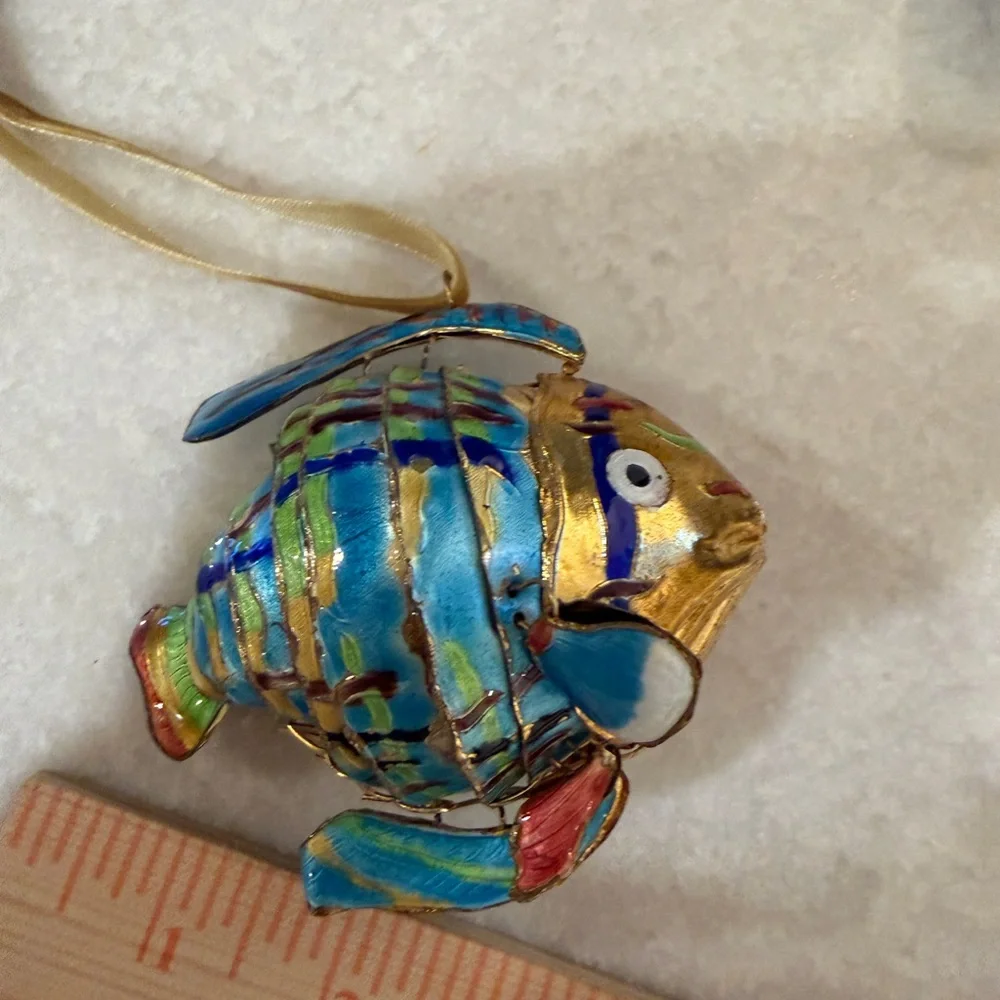 Colorful Articulated Cloisonné Fish Ornament